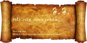 Hönig Henrietta névjegykártya