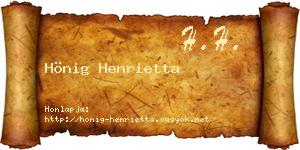 Hönig Henrietta névjegykártya
